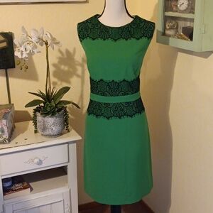 Phase Seven Kelly Green and Black Lace Dress
